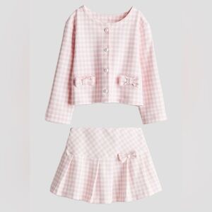 H&M Pink Pajama Set with Gingham Pattern